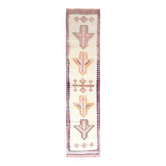 3x13 Salmon Orange & Cream Orientel Wool Runner Rug, 87x384 Cm
