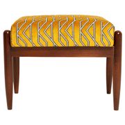 GFM Mid Century Stool in Yellow Jacquard by Casamance, E. Homa, Europe, 1960s
