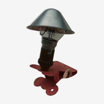 Mushroom lamp with pink pliers, vintage e-reader 60s