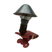 Mushroom lamp with pink pliers, vintage e-reader 60s