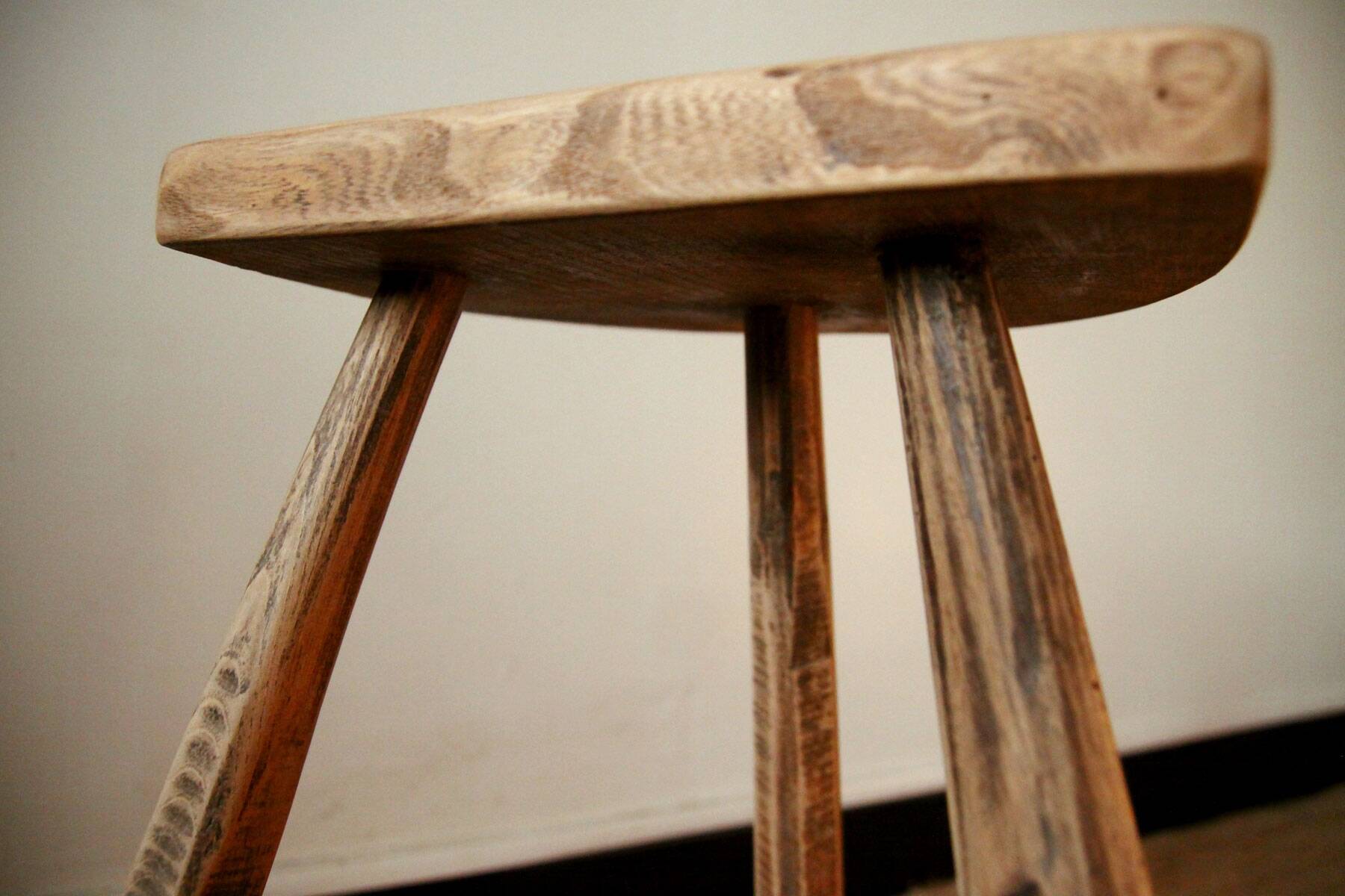 Brutalist wooden stool