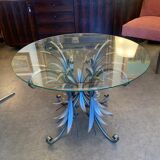 Round coffee table over glass base ears of wheat 1990s.