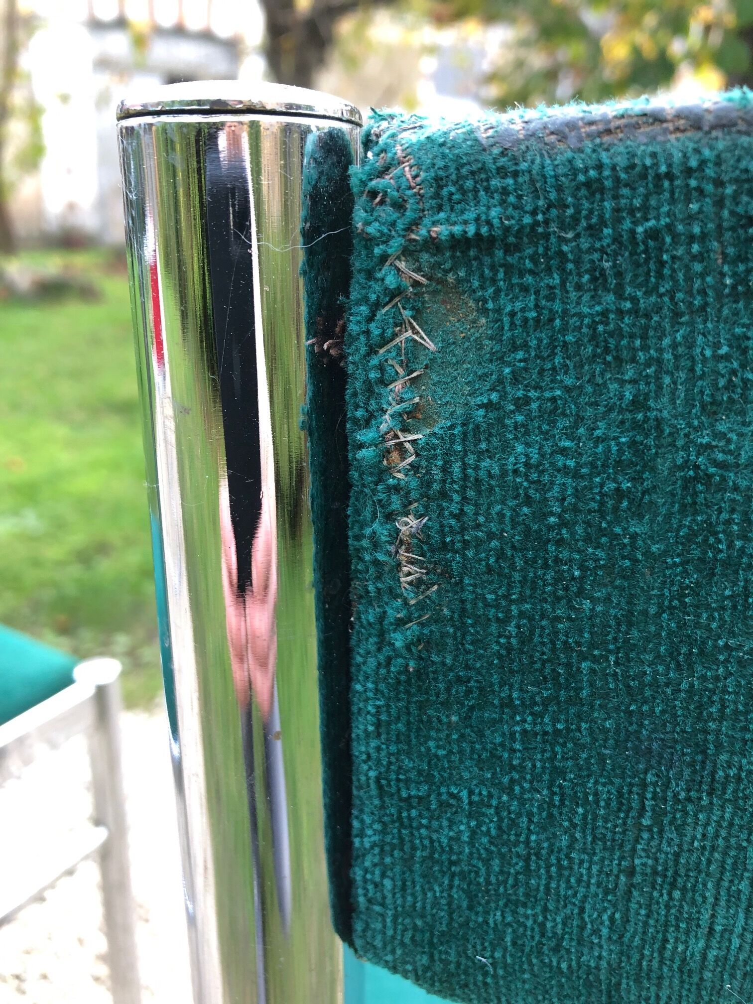 Set of 6 metal and velvet chairs 70s
