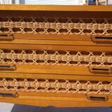 Commode rotin et chêne