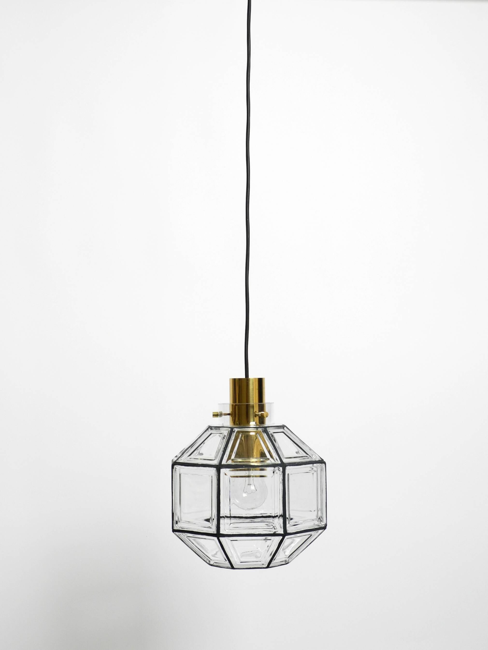 Beautiful rare original 60s  Limburg octagonal glass pendant lamp