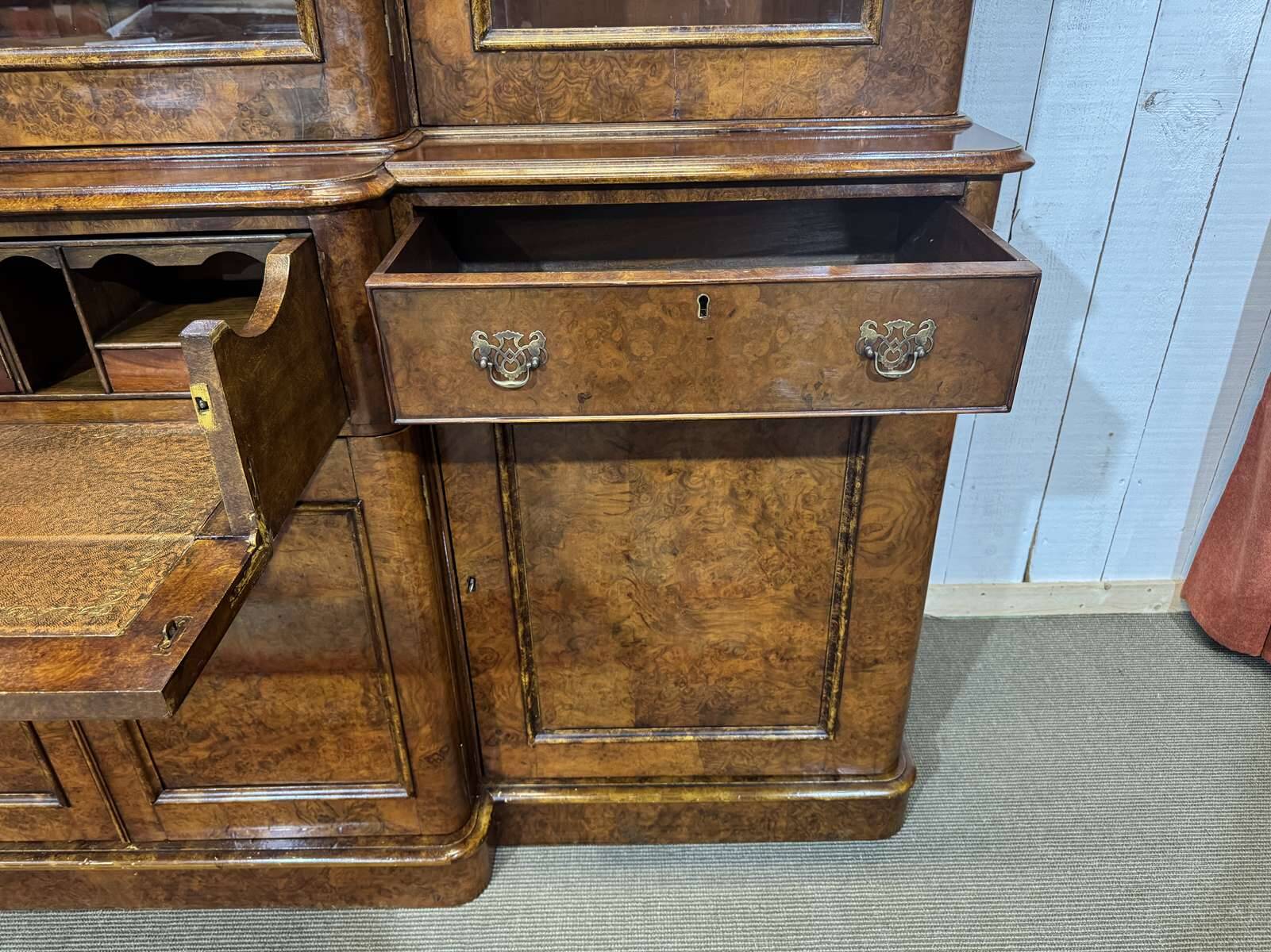 Victorian 19th-century walnut secretary bookcase with 8 doors.