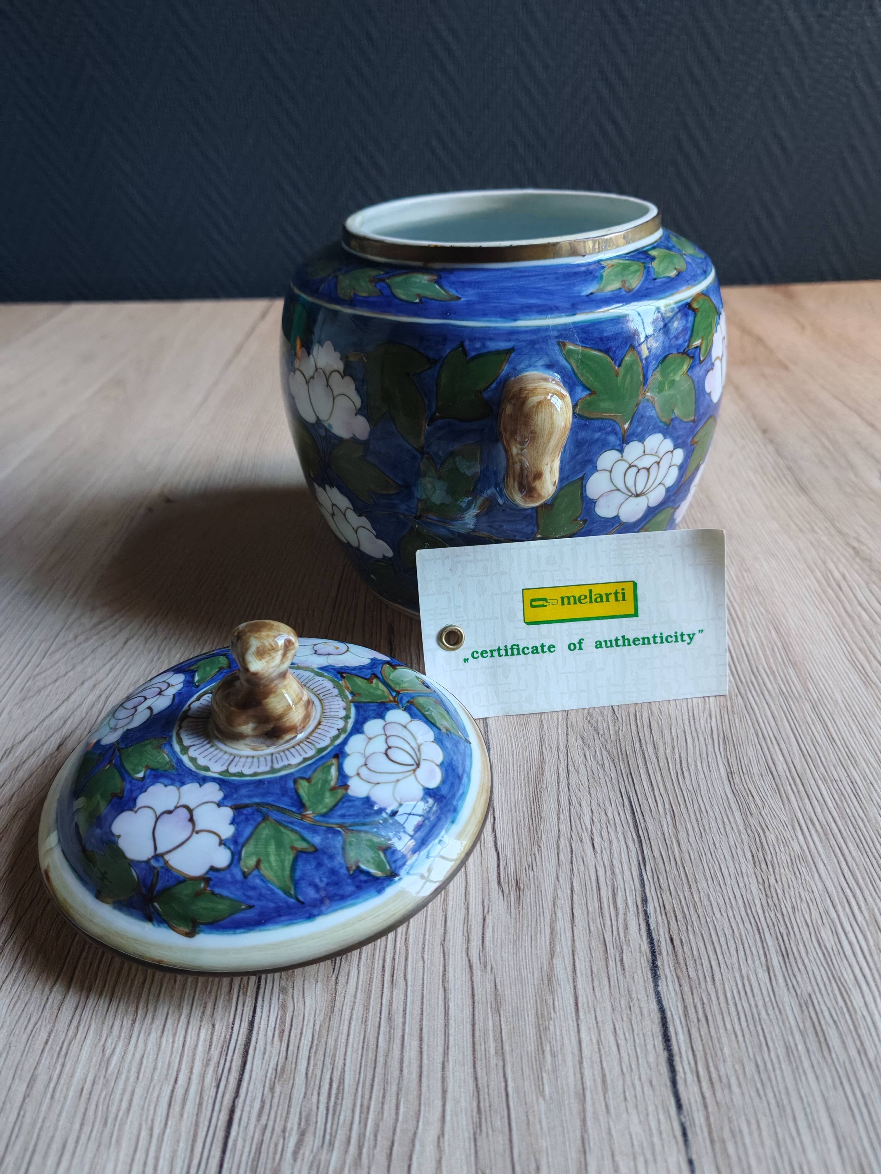 Mélarti Porcelain Vase with Lid - Hand-Painted Covered Pot