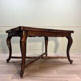 Dining room table in natural wood called italian style with parquet top 19th century