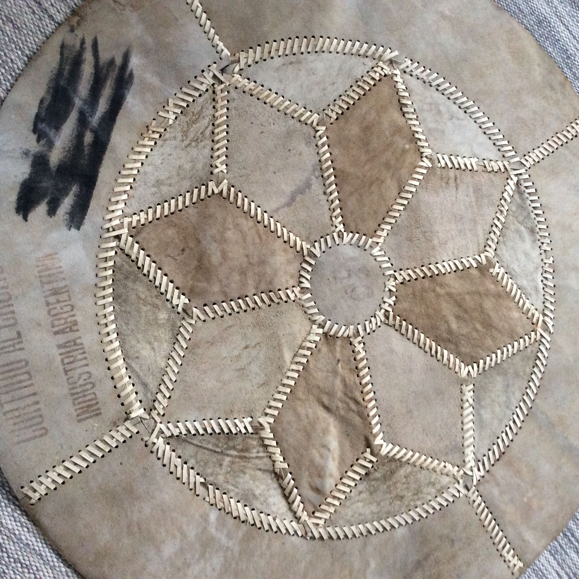 Vintage round cowhide carpet from the 60s and 70s
