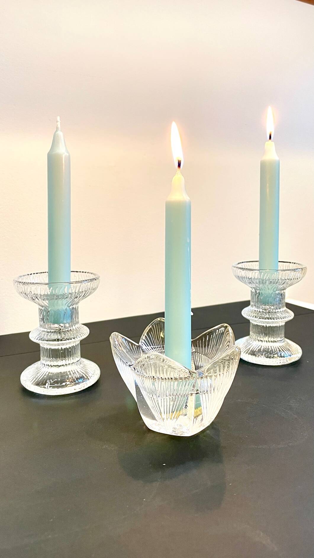 Vintage-style crystal candlesticks in the style of LITTLA