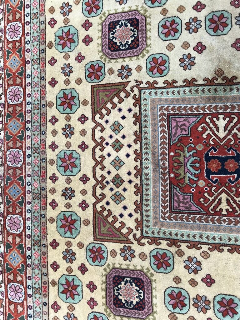 Old hand made square transylvania oriental rug wool 182 x 182