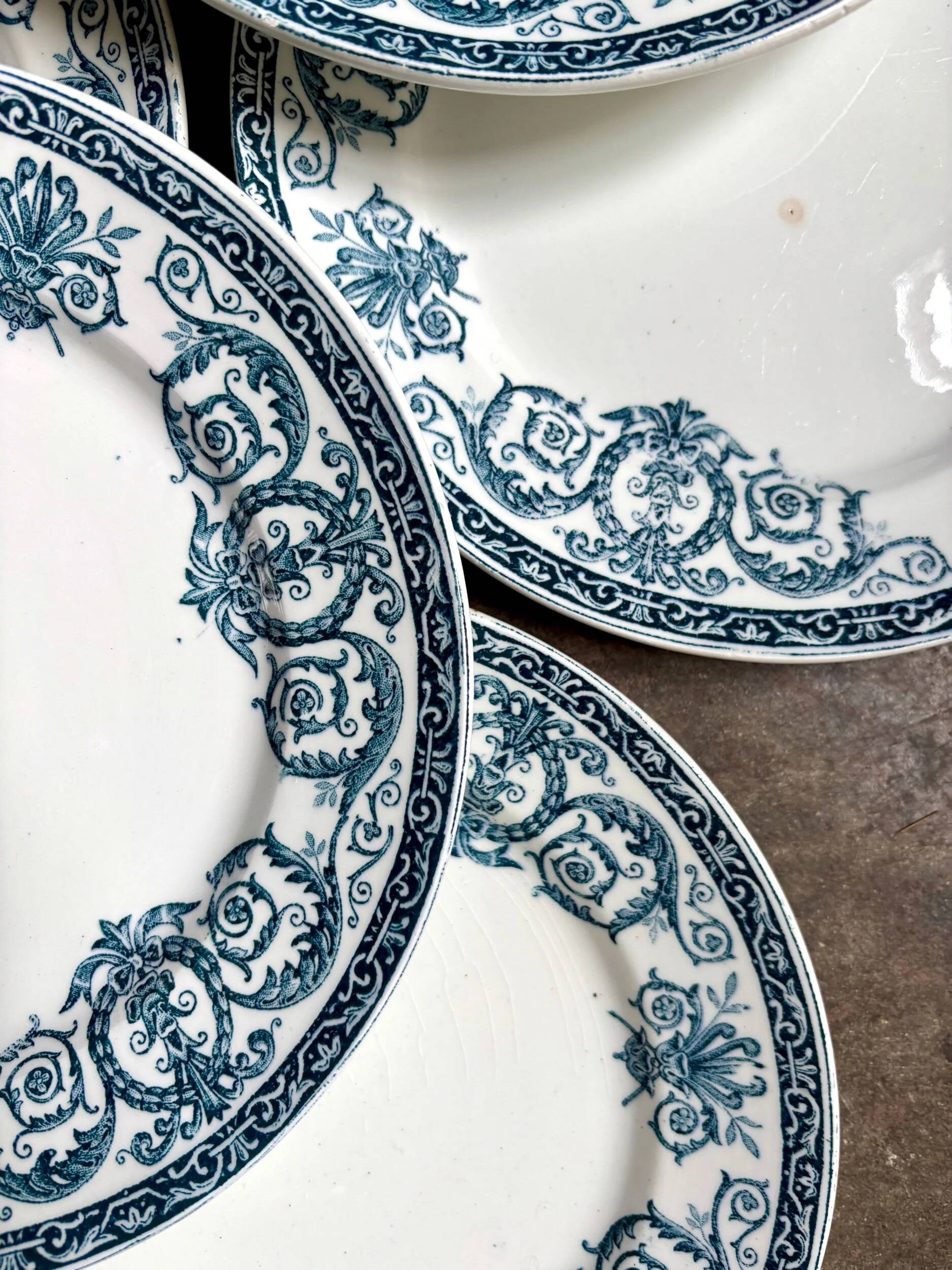 6 dessert plates Léon Graves in ironstone, "Marie-Louise" service