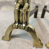Pair of bronze "Shamans" andirons by Anton Prinner
