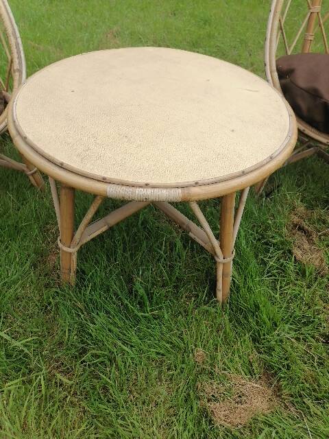 3-piece rattan wicker garden furniture set 1960 70