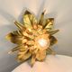 Masca style gold leaf metal flower wall light, 1970-1980