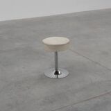 Vintage Mid-century design stool in chrome with white leather seat, 1970s