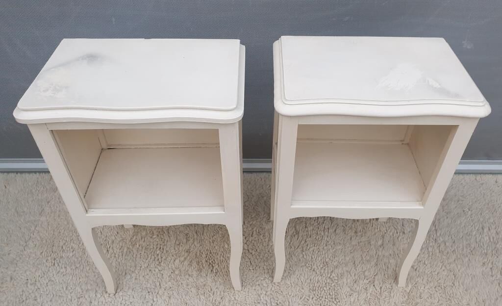 Pair of white vintage bedside tables