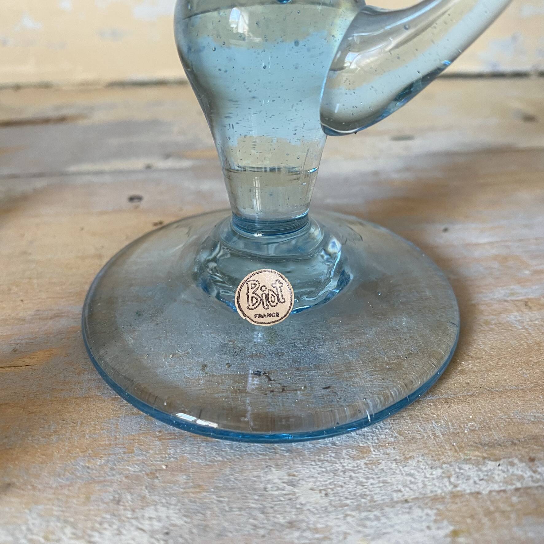 Bougeoir en verre soufflé bullé Biot