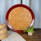 Ancient Asian tray in wicker and wood