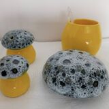 70s earthenware condiment set