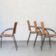 Set of 4 stackable dining chairs in steel and rattan, 1970s