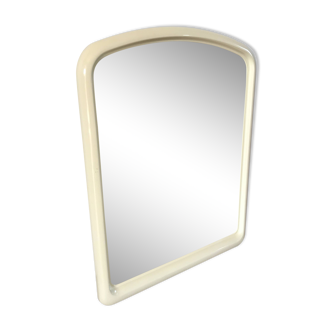 Large white mirror in ecru white plastic 1970s