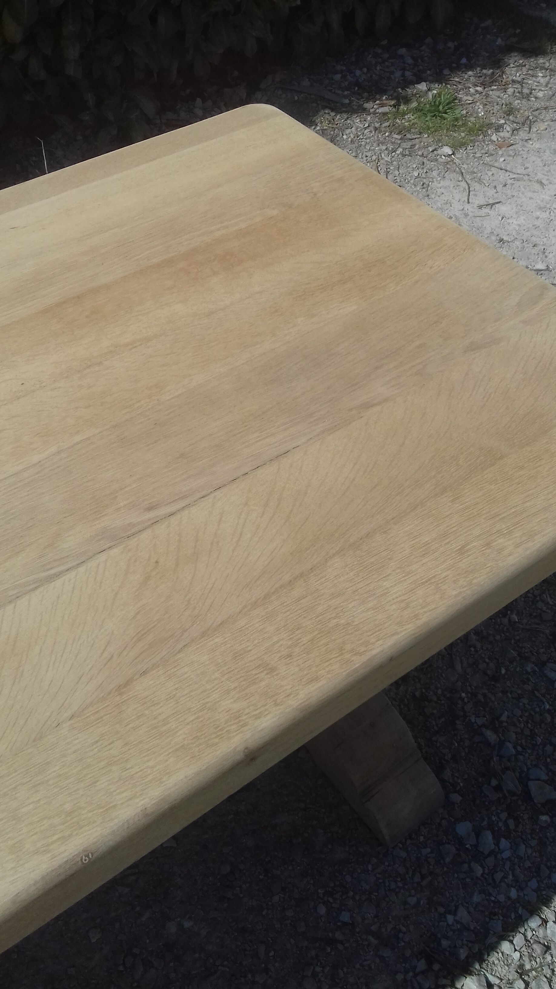 Solid oak monastery table raw wood.