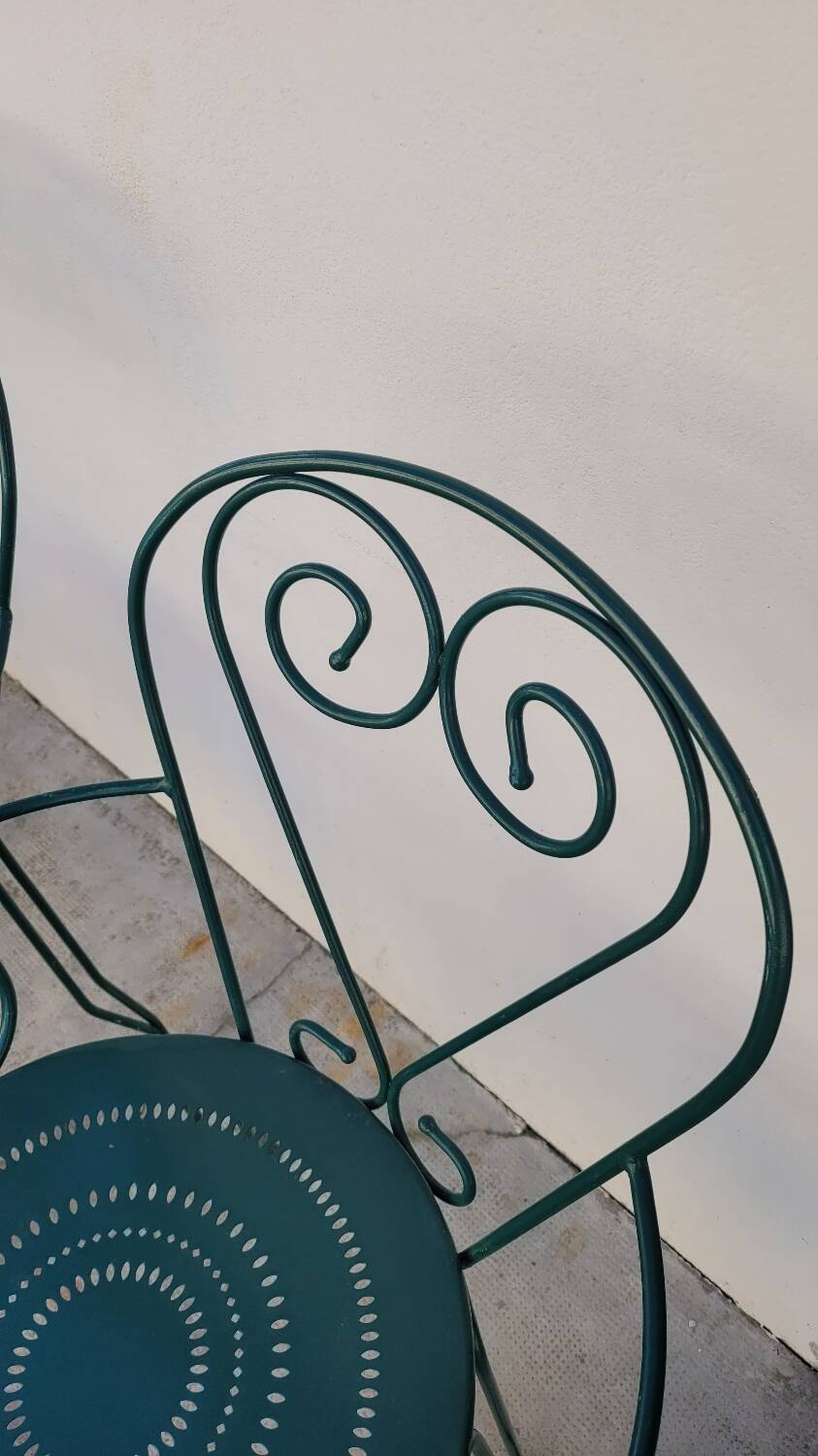 Série de 4 fauteuils de Jardin Fermob en fer ancien