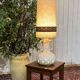 1970s lamp in white ceramic with its period shade.