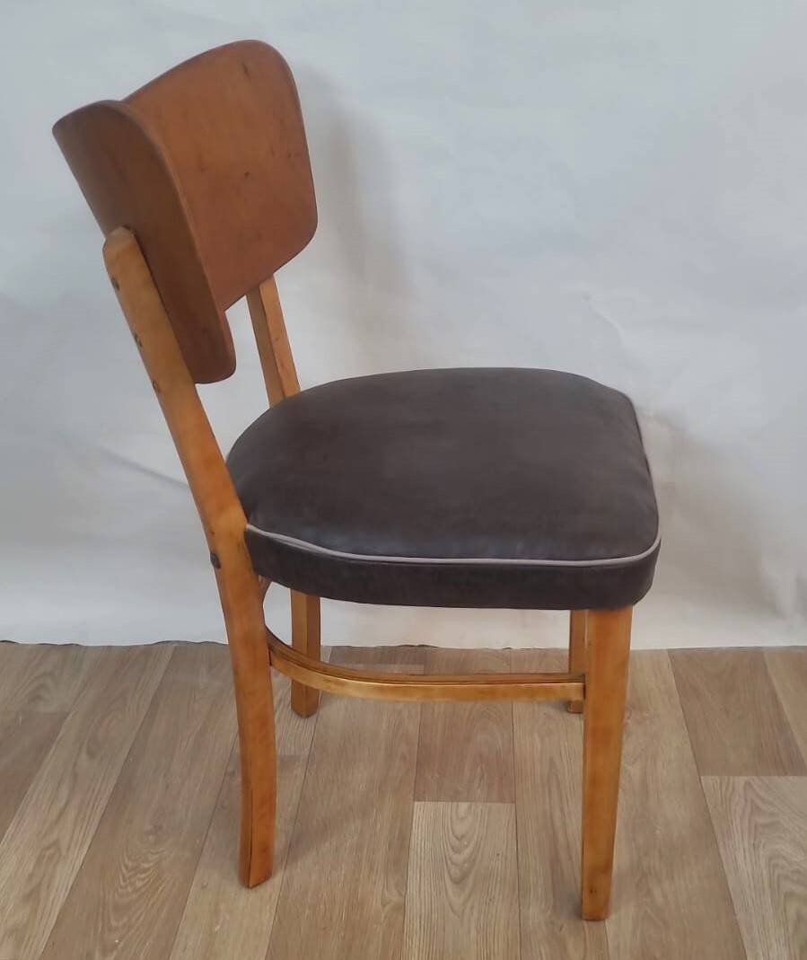 Vintage wooden and leather chair – 1950s