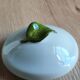Porcelain jam pot with hand-painted plum design, signed sweet jar.