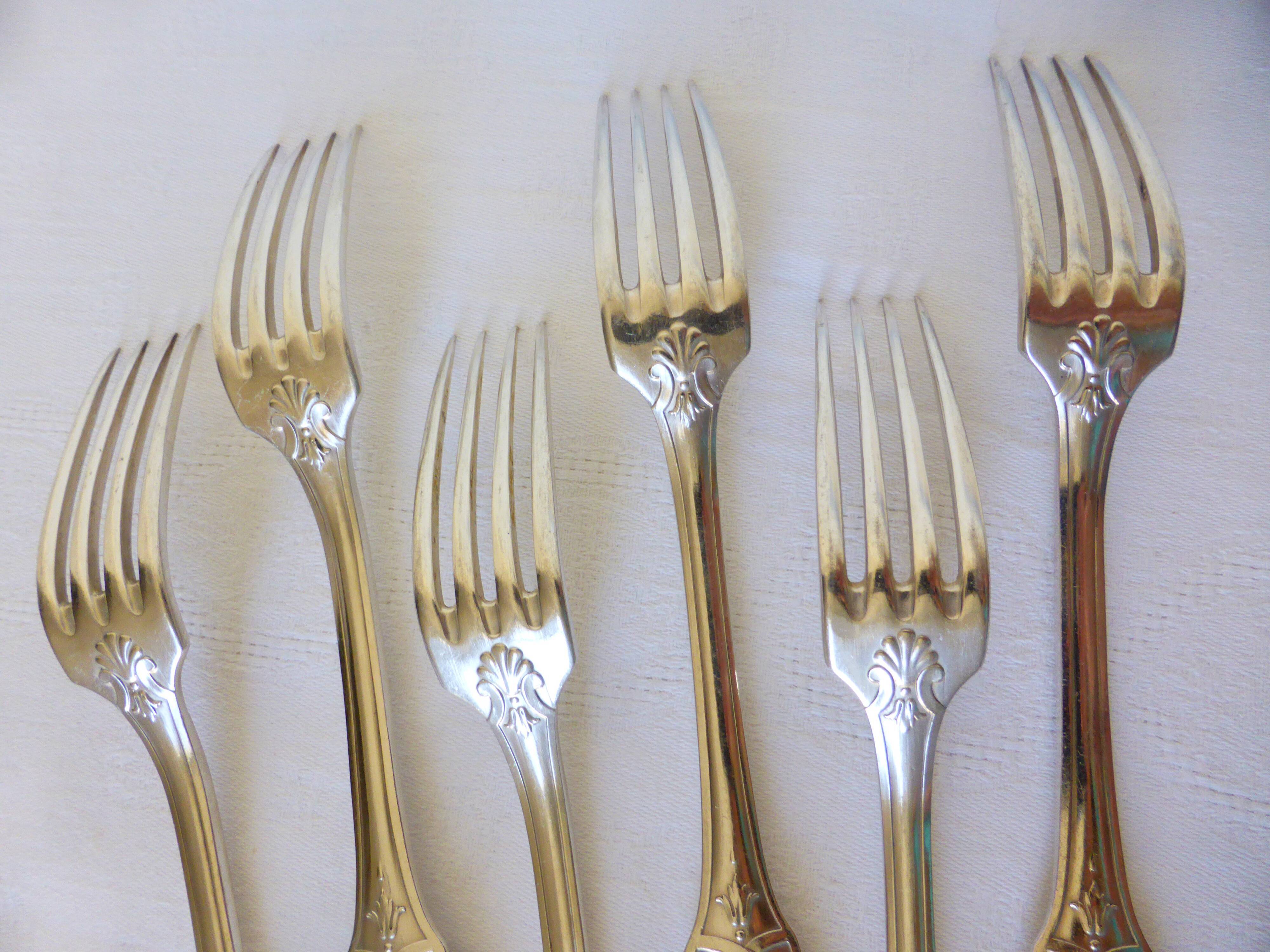 6 vintage silver metal forks punched 2106158