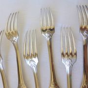 6 vintage silver metal forks punched 2106158