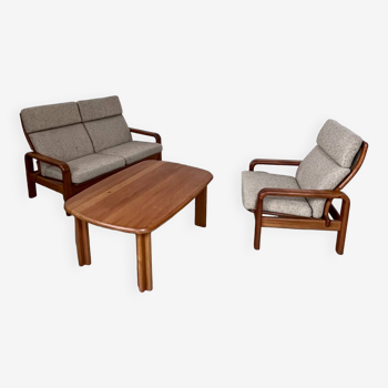 70s Scandinavian design sofa and coffee table set SILKEBORG Denmark Teak