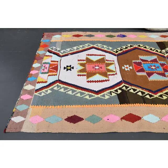 Vintage Turkish Oushak Handmade Wool Cotton Beige Runner Rug 116x282