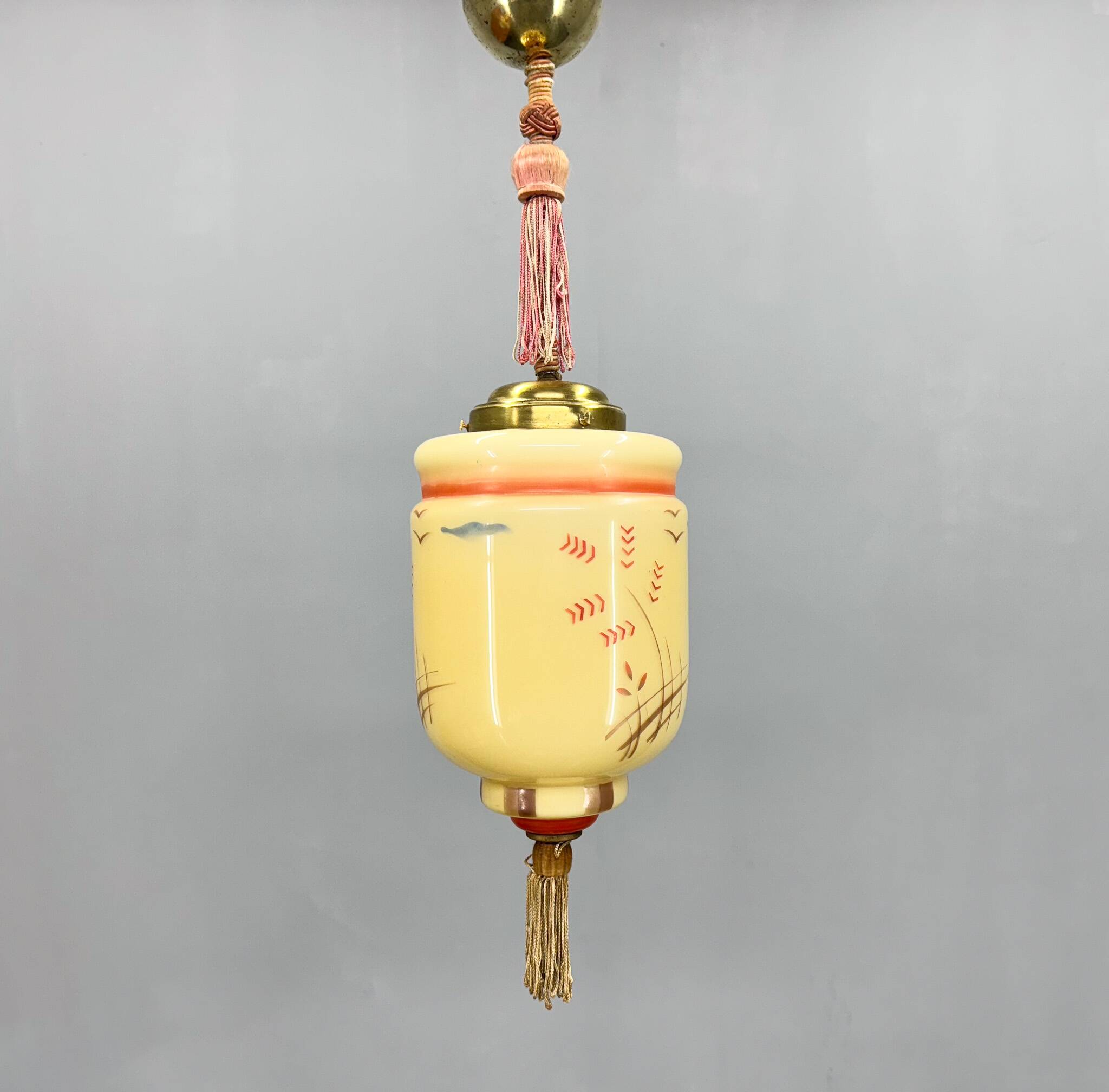 Suspension Art Déco peinte à la main, Allemagne, années 1920