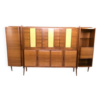 Monumental vintage cabinet with parchment panels by gio ponti