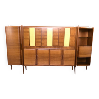 Cabinet monumental vintage avec panneaux de parchemin par Gio Ponti, Italie