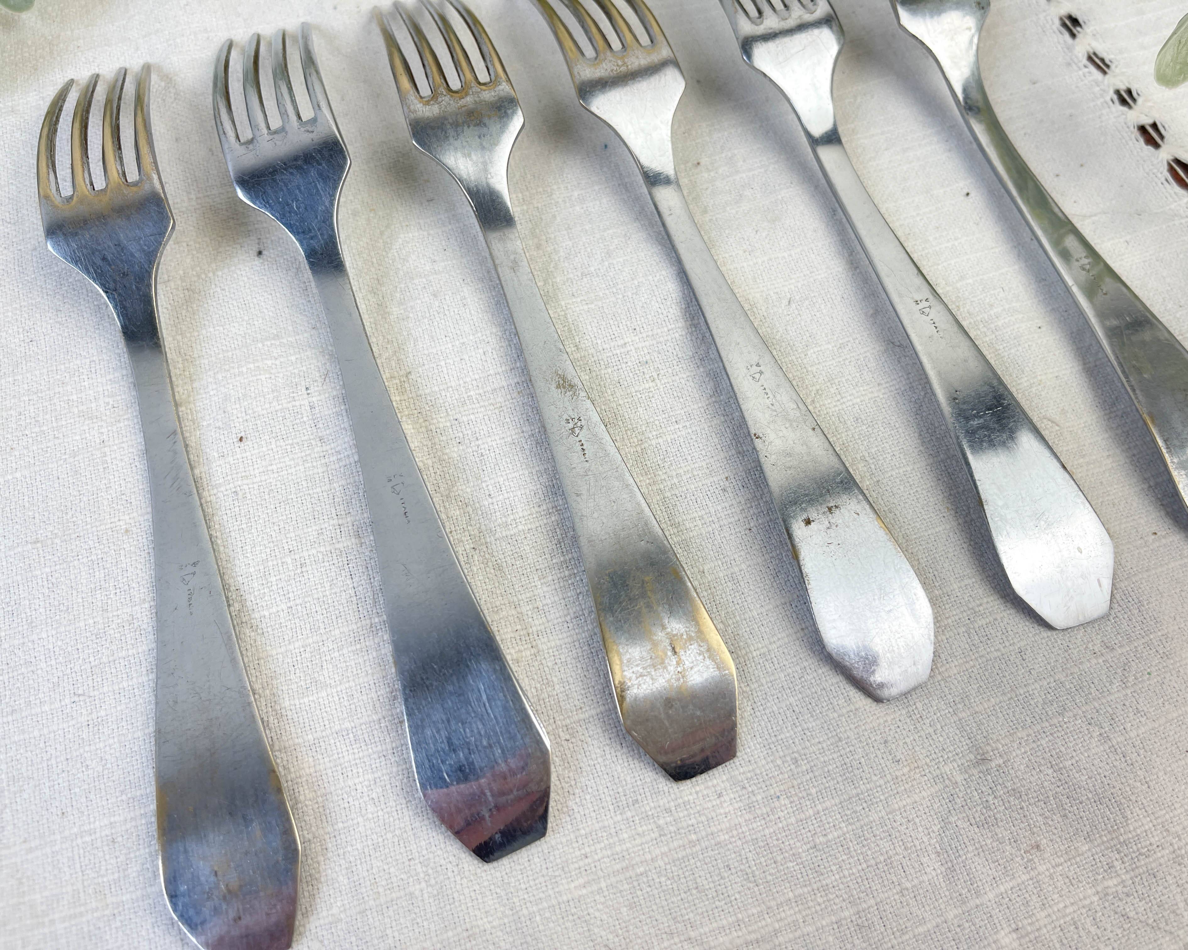 6 vintage stainless steel forks vlm italia