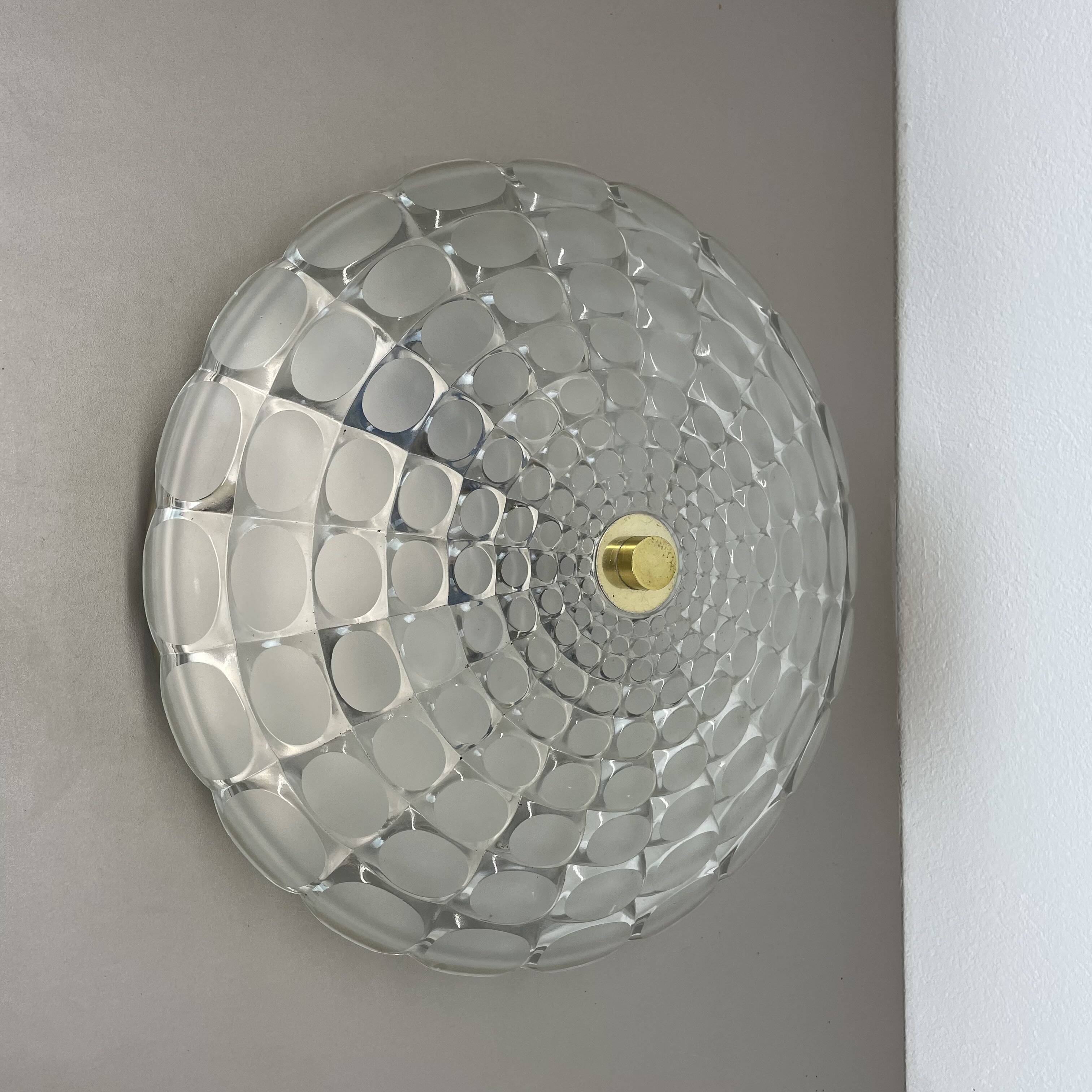 Glass flushmount wall light  peill and putzler lights attrib., germany, 1970s