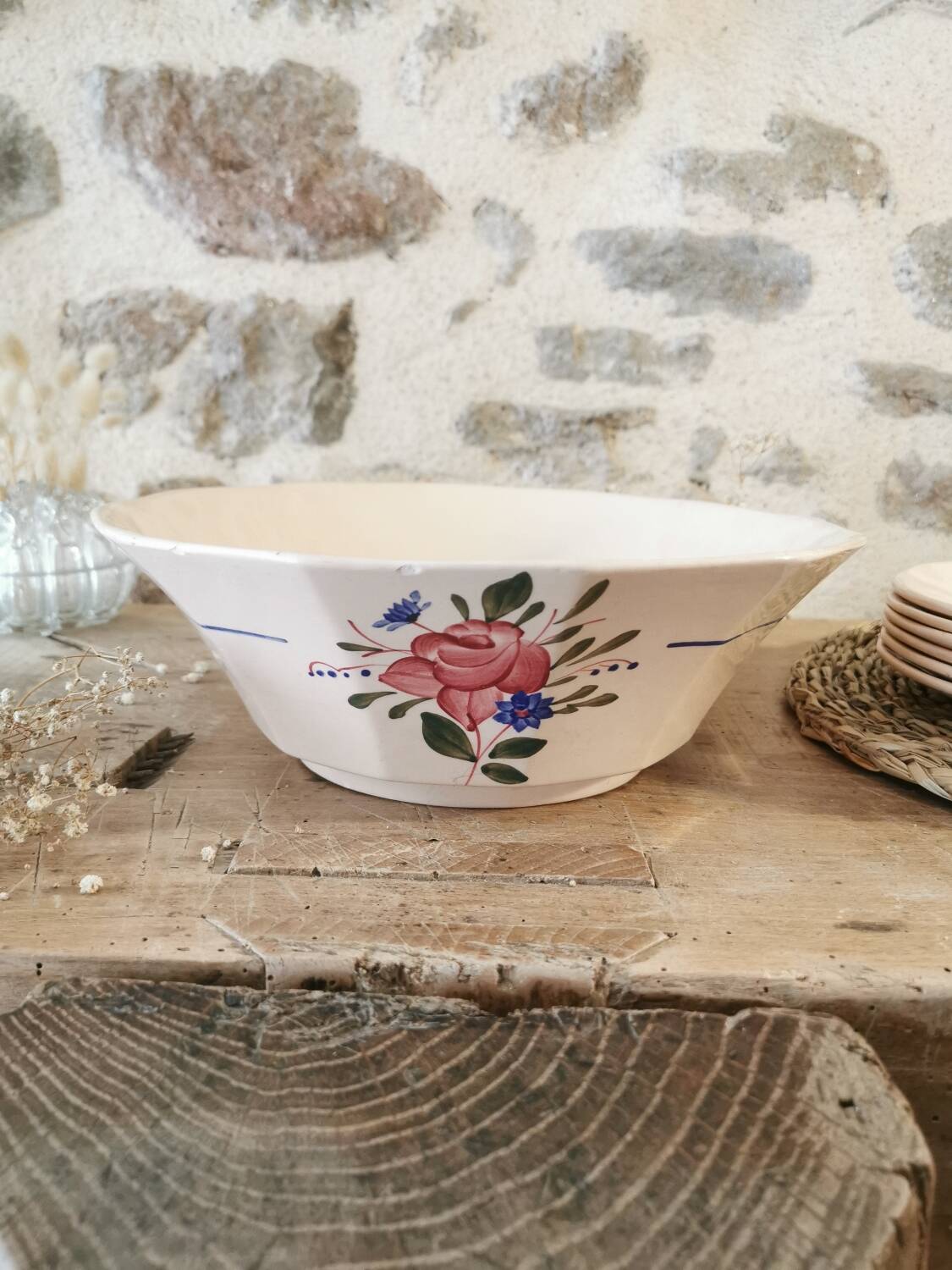 Digoin Sarreguemines pink salad bowl