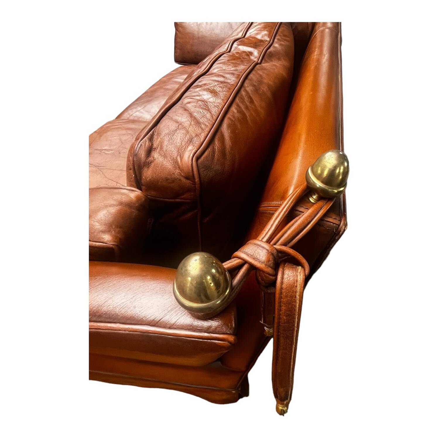 Canapé confortable en cuir véritable avec pieds de support