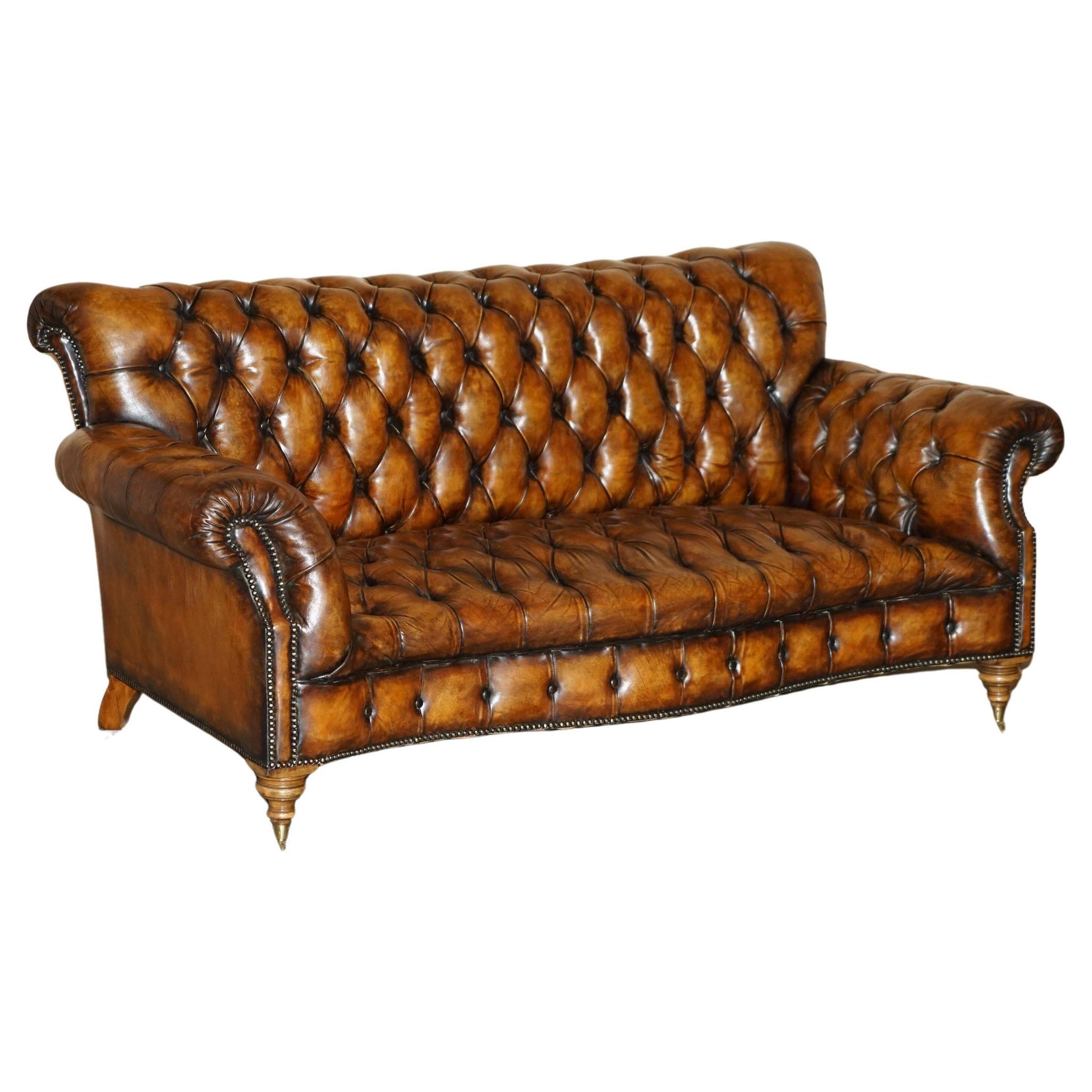 Canapé Chesterfield victorien en cuir serpentin teint à la main