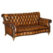 Canapé Chesterfield victorien en cuir serpentin teint à la main