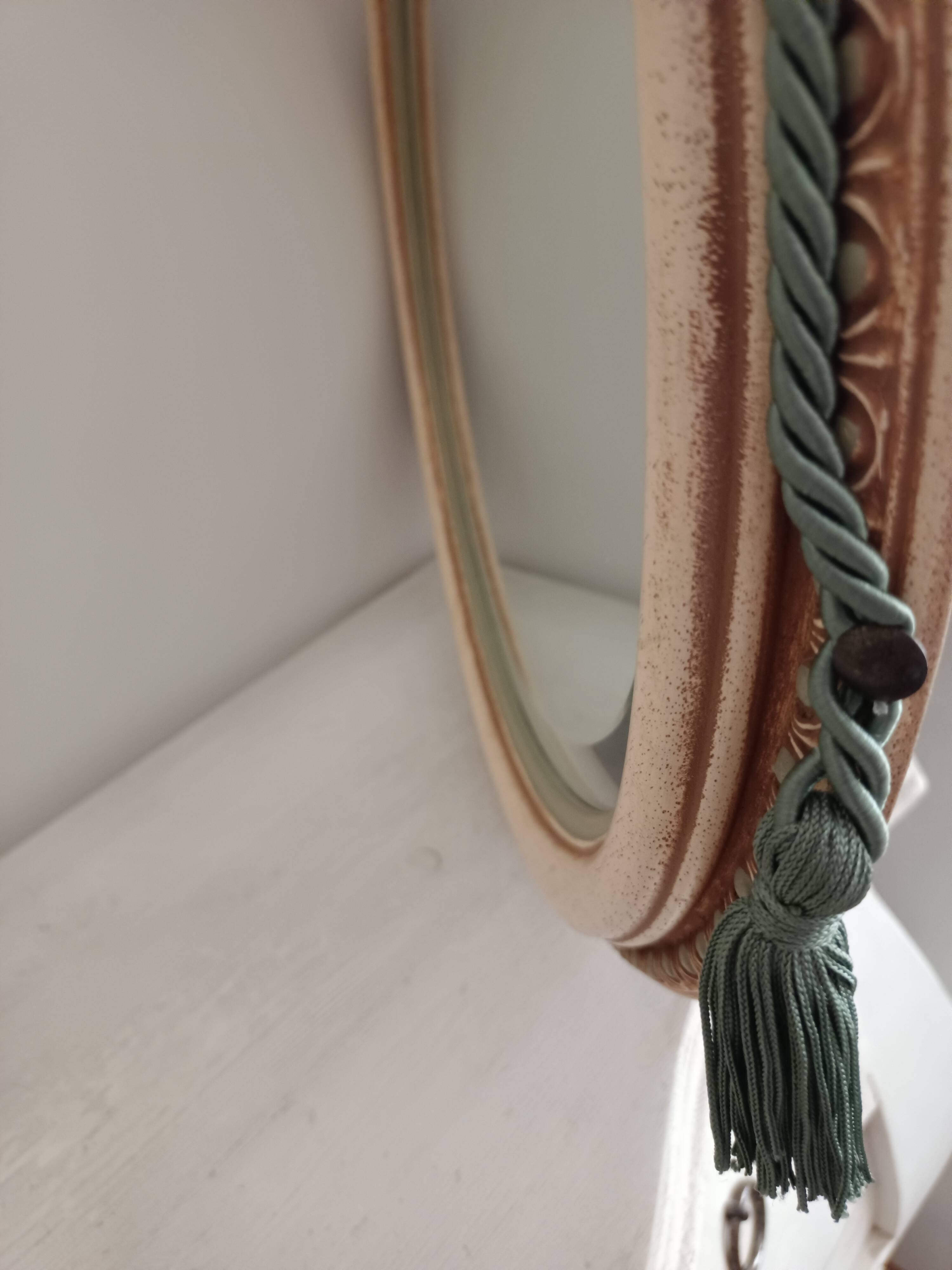 Art Deco period 1920s beveled oval mirror painted wood 58x48 cm