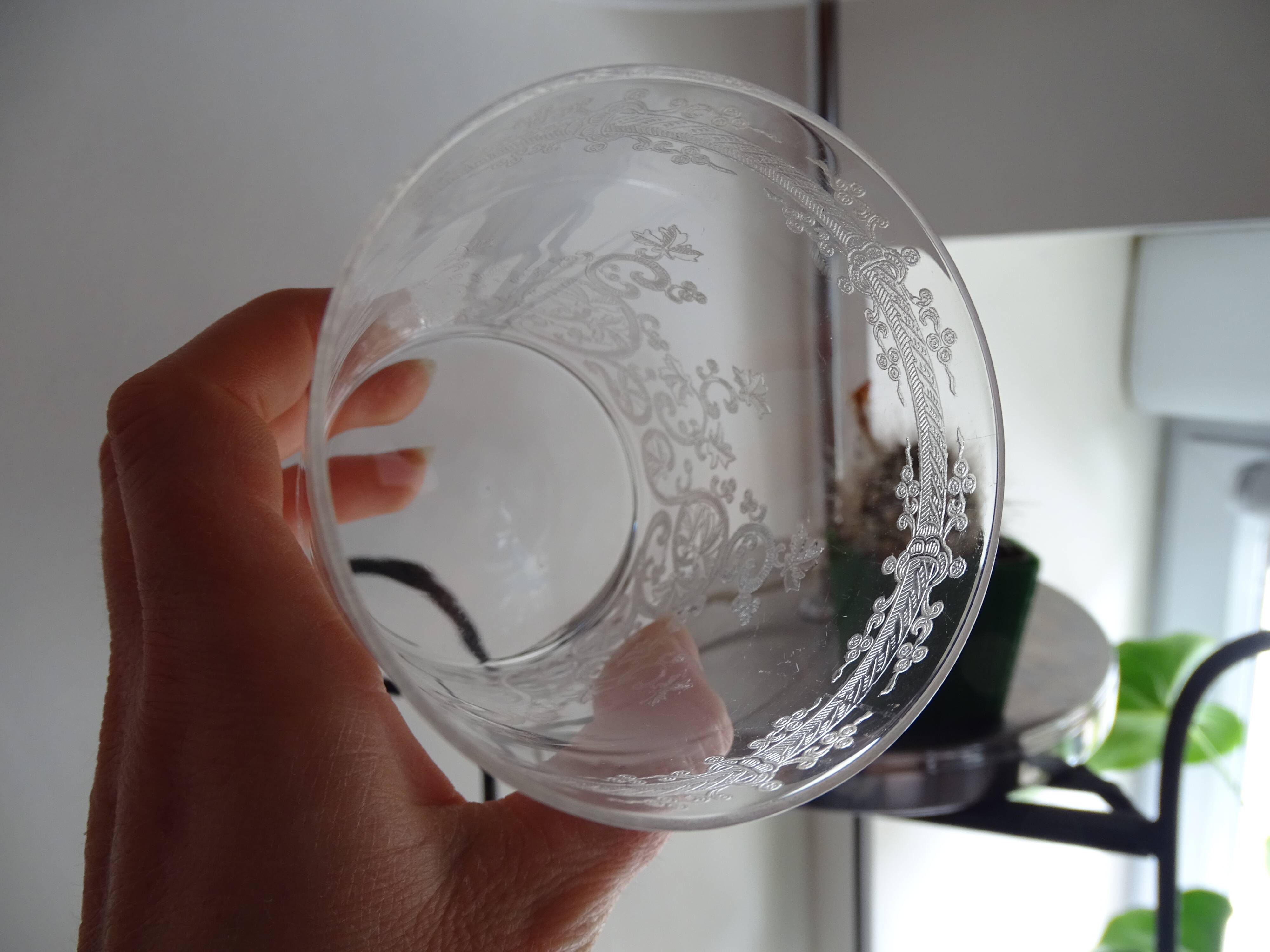 Baccarat crystal goblet model engraved with Baccarat initial "B" on frieze
