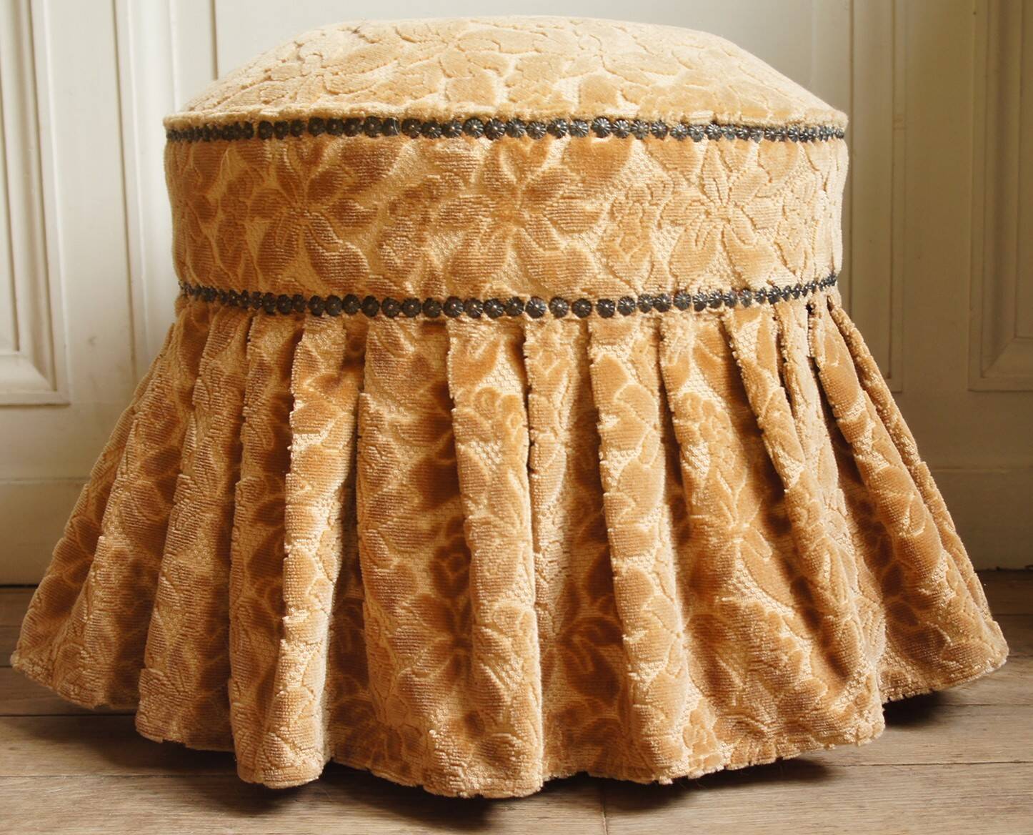 Antique velvet footstool/ottoman