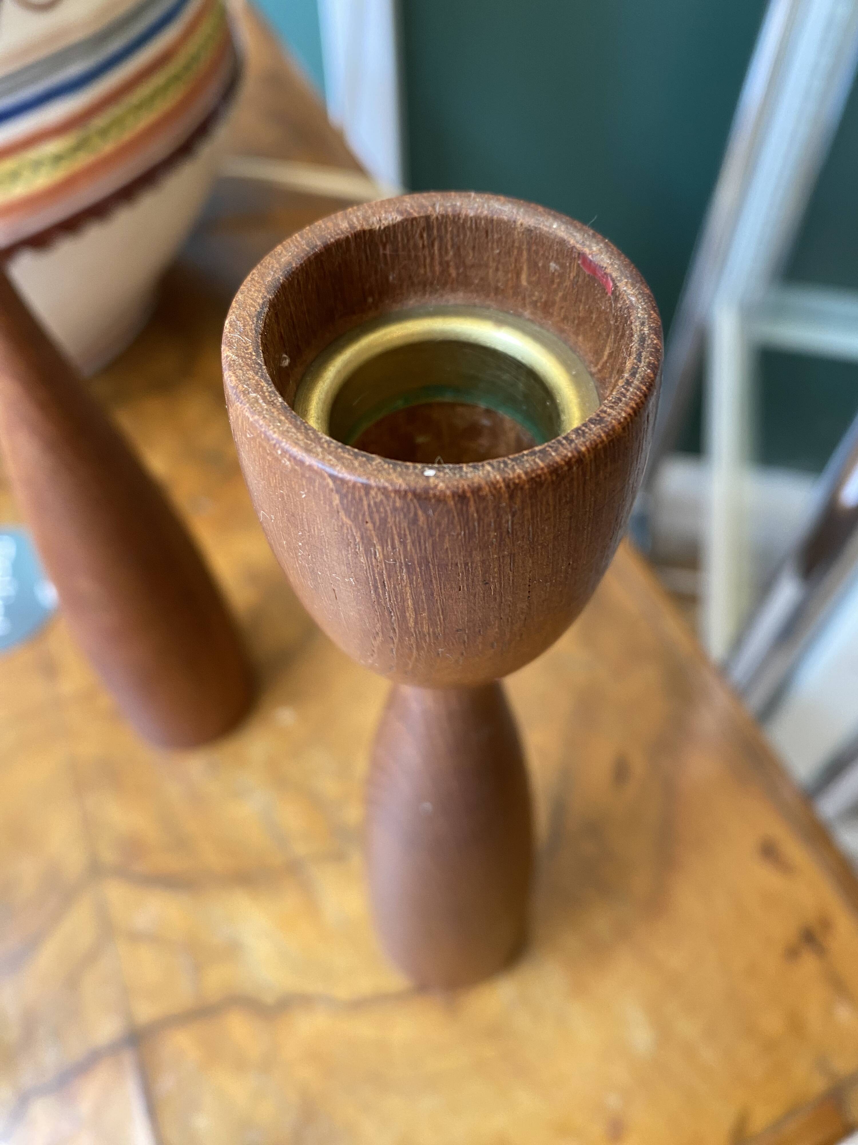 Scandinavian vintage teak candle holders