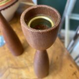 Scandinavian vintage teak candle holders