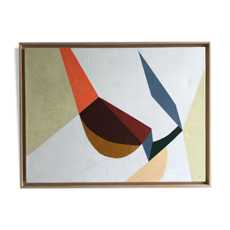Contemporary abstract painting framed - oil on canvas - 85 x 65 cm